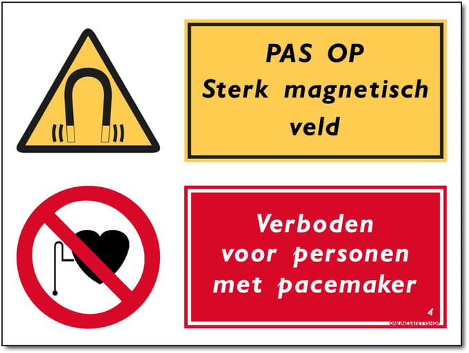 Magnetisch veld bord - Verboden voor personen met pacemaker - Forex - 30 x 40 cm