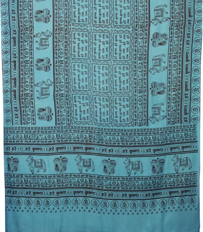 Meditatie omslagdoek met mantra Maha, XL, 220 x 106 cm, turquoise