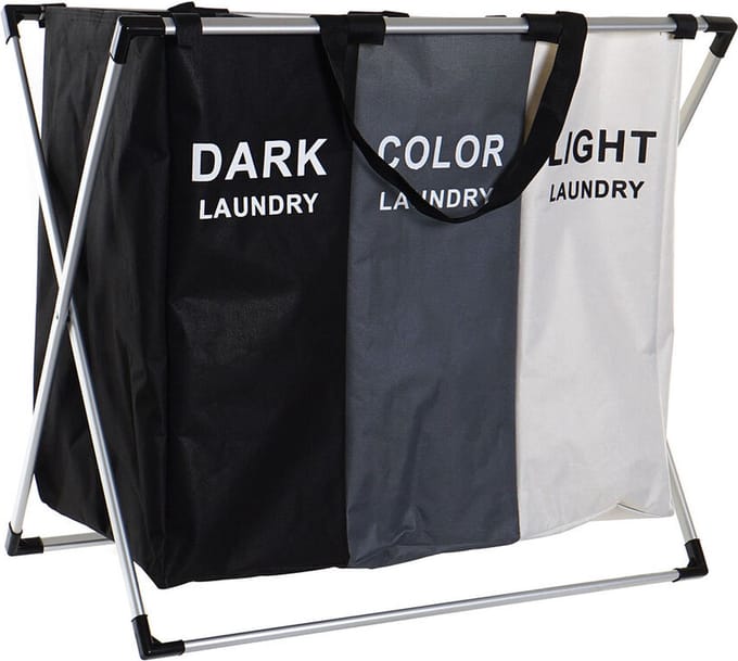 Items Wasmand Profi- 3x opvang waszak - 60 liter compartimenten - 61 x 33 x 67 cm - aluminium frame