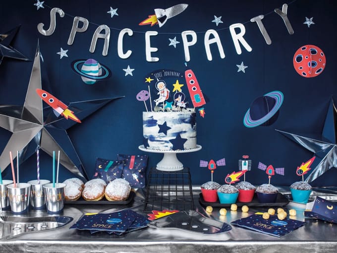 6 space party papieren bekers 200ml