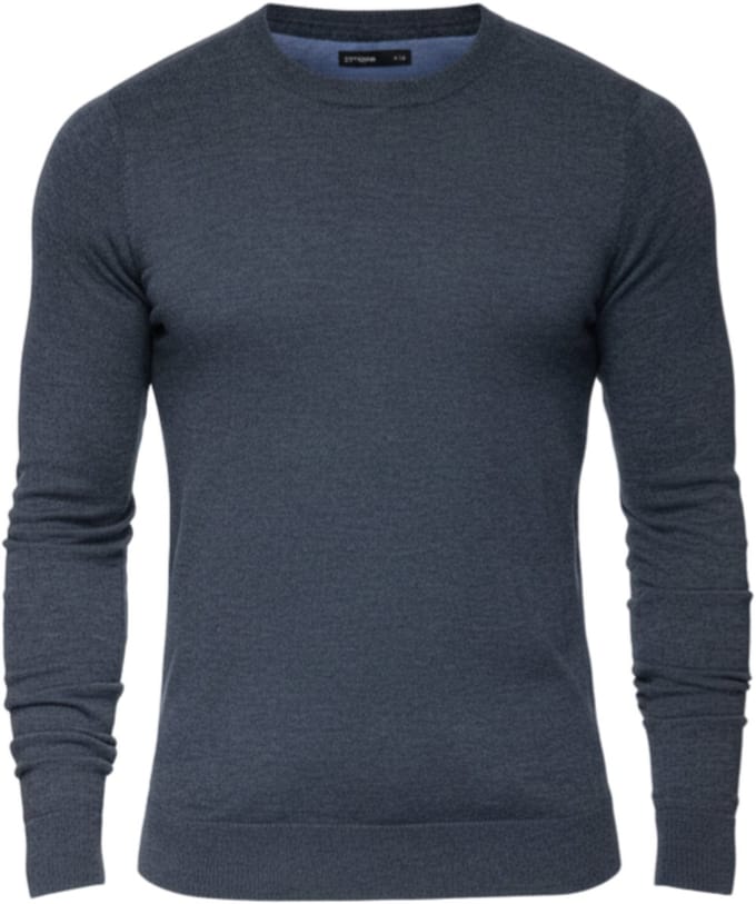 OMBRE Trui - Regular Fit - Viscose - Lange Mouw Marineblauw Gemêleerd S
