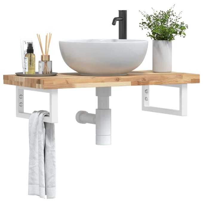vidaXL - Badkamer - wandschap - staal - en - massief - acaciahout