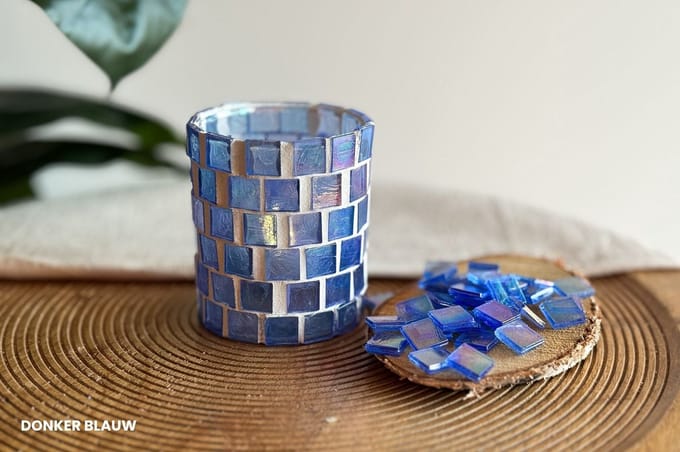 DIY Pakket Waxinelichthouders met Glasmozaiek blauw