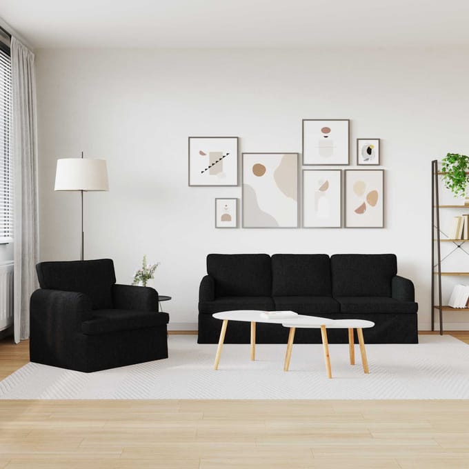 vidaXL Bankstel 2 pcs Zwart 201 x 80 x 85 cm Stof