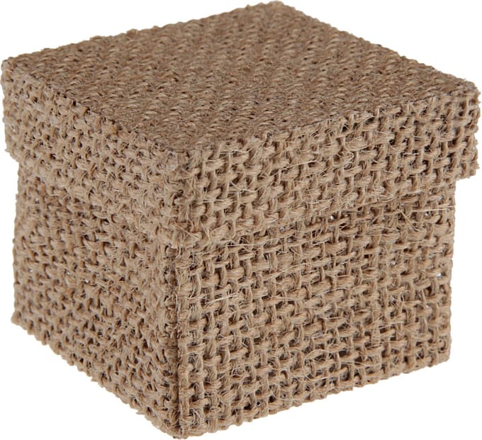 Santex cadeaudoosje Natural - Bruiloft bedankje - 4x stuks - jute - 5 x 5 cm