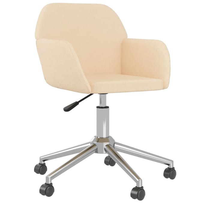 vidaXL - Eetkamerstoelen - 2 - st - draaibaar - stof - crèmekleurig