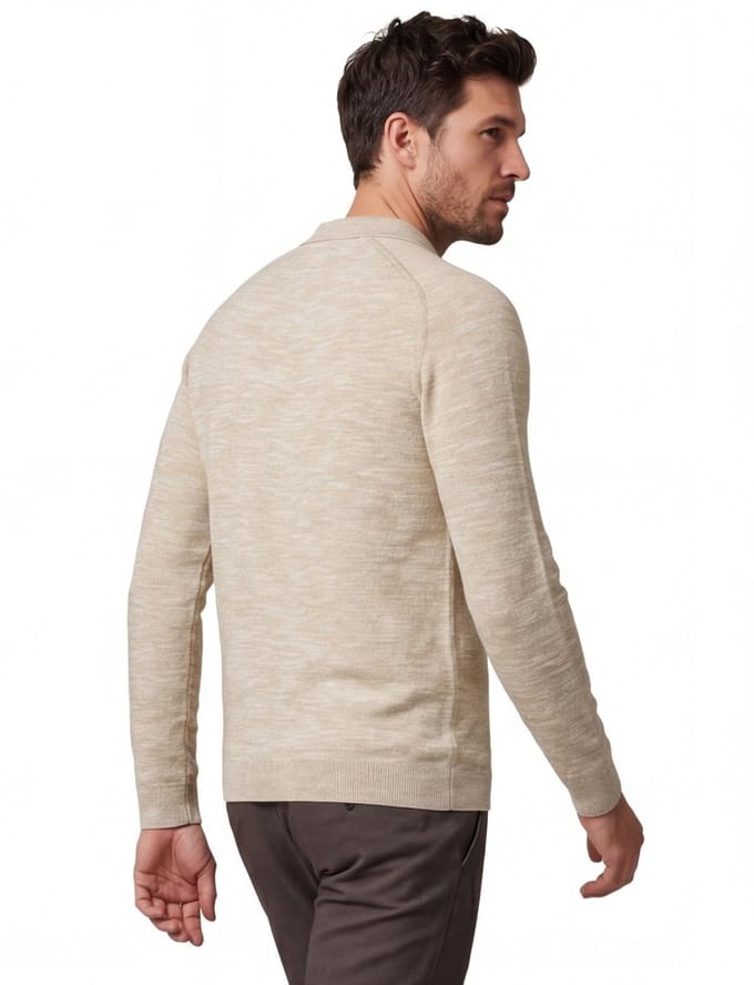 Blue Industry polo lange mouw beige