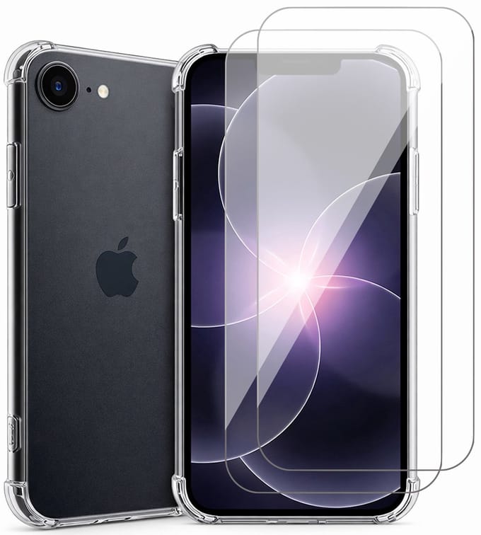 Hoesje geschikt voor iPhone 17e - 2x Screenprotector Glas - Shockproof Transparant