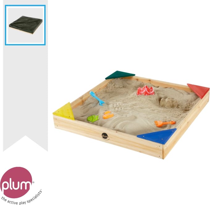 Plum Zandbak - Hout - Naturel - Inclusief afdekhoes