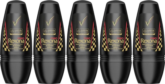 Rexona Men Lotus F1 Anti Transpirant Deo Roller - 5 x 50ml - Deodorant Man - 5 x 50ml - Deodorant Roller - Deodorants