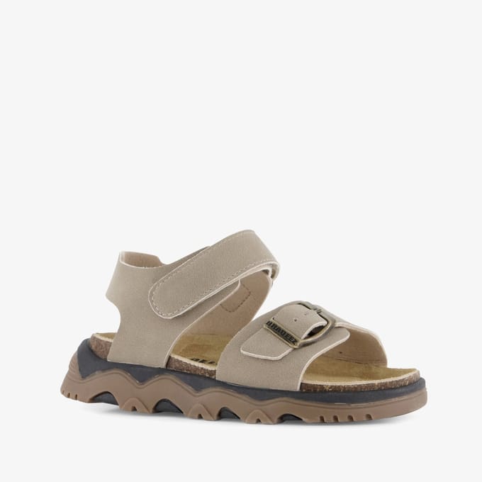 Braqeez leren jongens sandalen taupe - Grijs - Maat 24