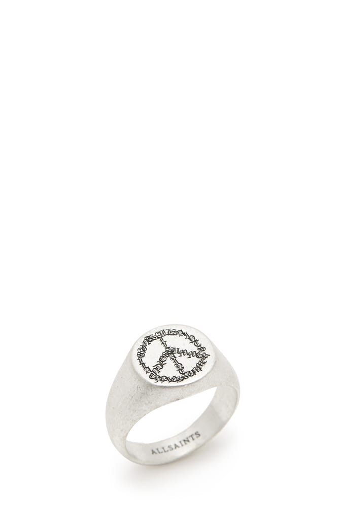 AllSaints Leon Peace Ring Warm Silver Taglia: S | Gioielli Outlet | Uomo | Grigio