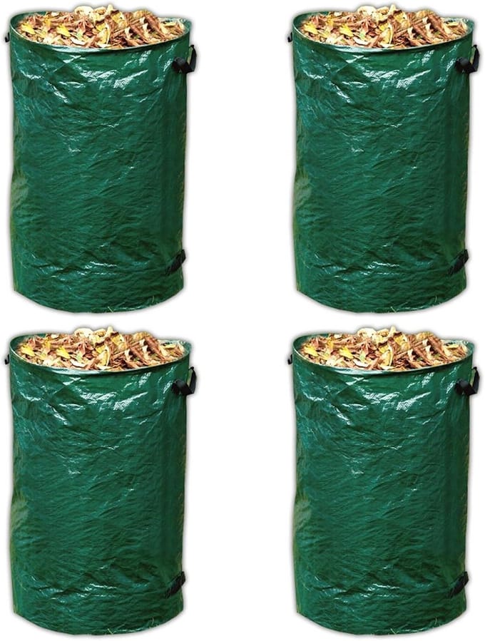 Set van 4 herbruikbare tuinafvalzakken 120 liter voor bladeren en groenafval