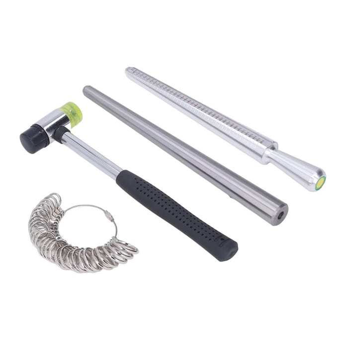 Ringdoorn Maatmeter Vingerringen Meetinstrument Rubber Hamer Stok Sieraden Maakset gray