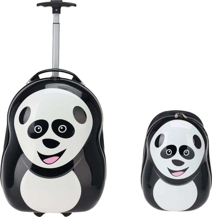 Kinderkoffer en Rugzak - Rugtas Kind - Hard Case Koffer -Handbagage-Kindertrolley-Panda