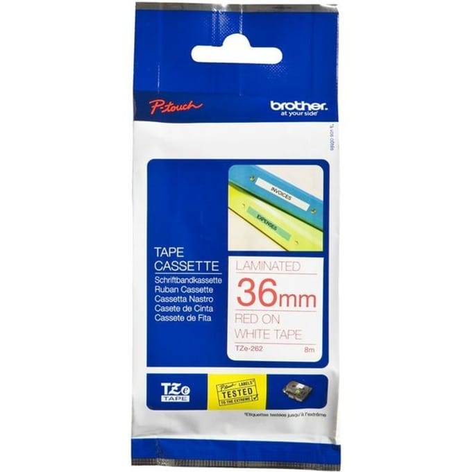 Brother lint beletteringssysteem TZe-262, 36 mm, wit/rood