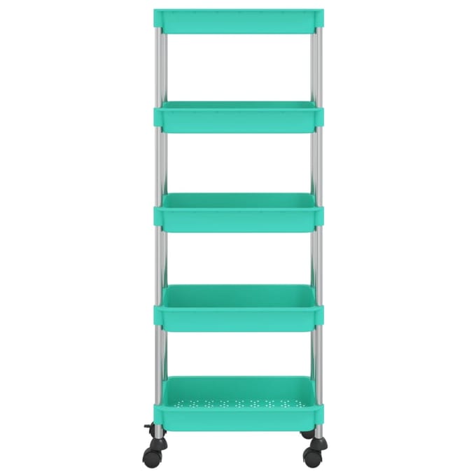 vidaXL - Keukentrolley - 5-laags - 42x29x128 - cm - ijzer - en - ABS - turquoise