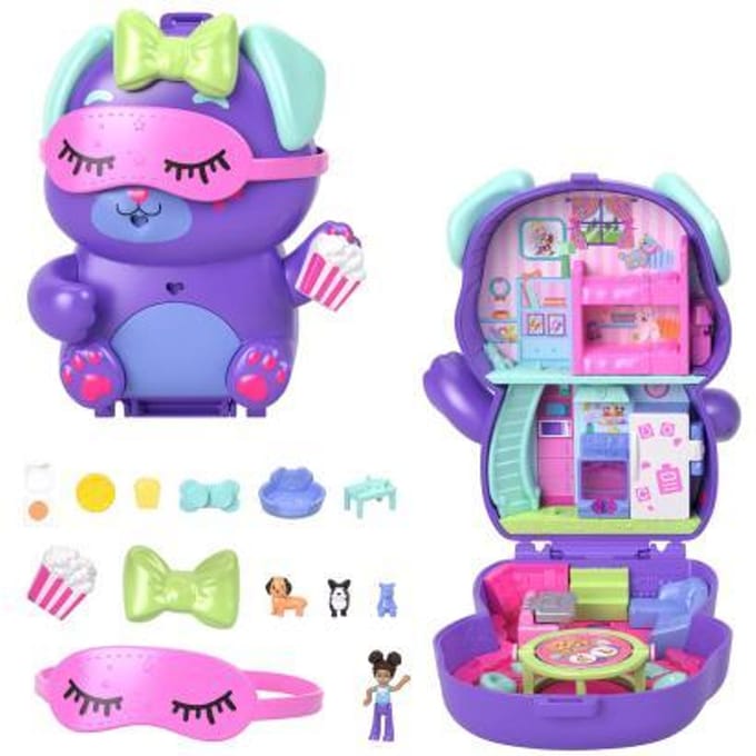 Polly Pocket Compacte Speelset - Slaapfeestje met Puppy