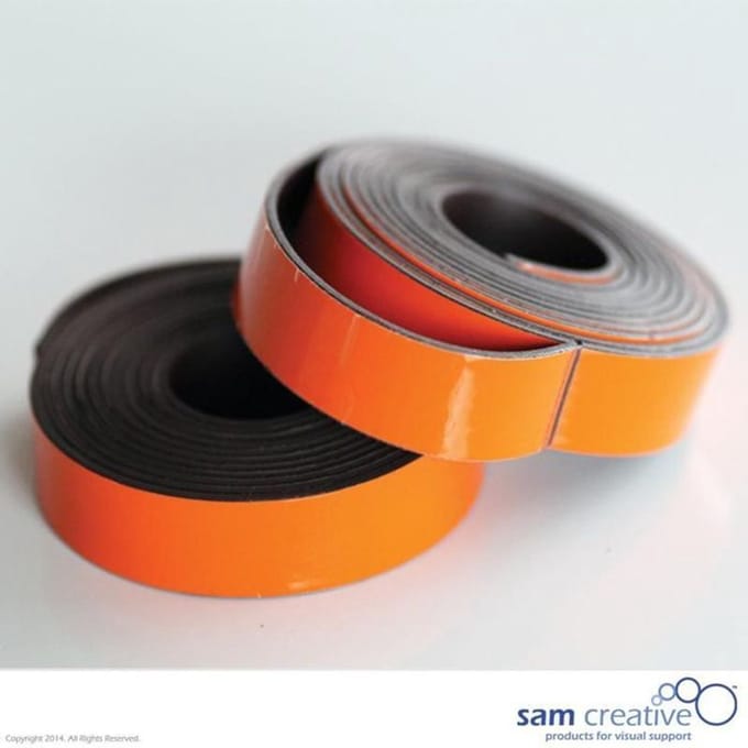 Sam Creative Magneetband 10mm - Whiteboard - Oranje - 2 rollen
