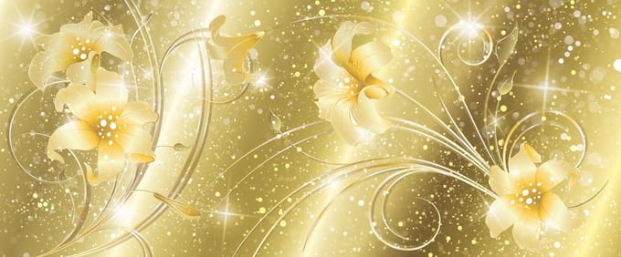 Floral Abstract Gold Yellow Photo Wallcovering
