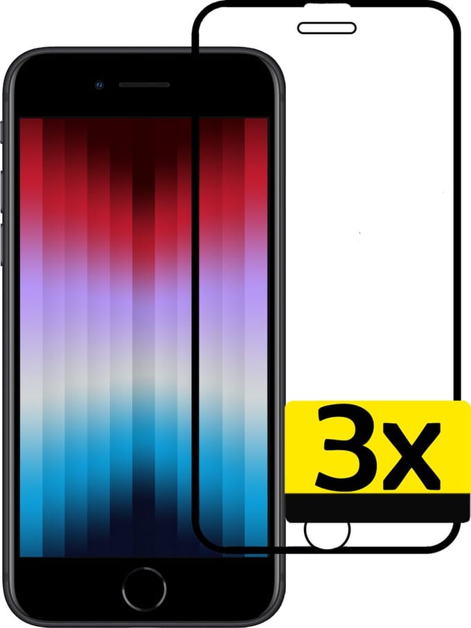 Screenprotector - Geschikt voor Apple iPhone SE (2022) - 3 Stuks - Full Cover - Beschermglas - Gehard Glas - Tempered Glass - Screen Protector