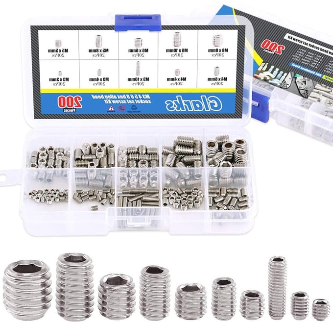 Complete Set van 200 Stuks M3, M4, M5, M6, M8 Hex Socket Schroeven in RVS - Perfect voor Klussen en Reparaties