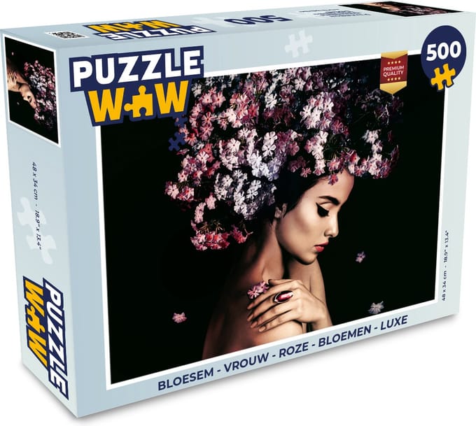Puzzel Bloesem - Vrouw - Roze - Bloemen - Luxe - Legpuzzel - Puzzel 500 stukjes