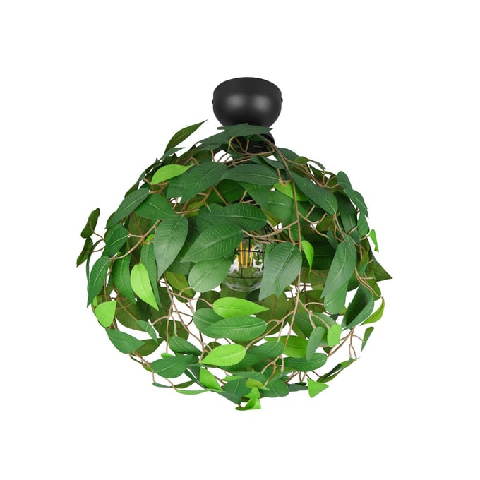 Reality Leuchten Leavy plafondlamp, zwart/groen, Ø 38 cm, E27, 1-lamp