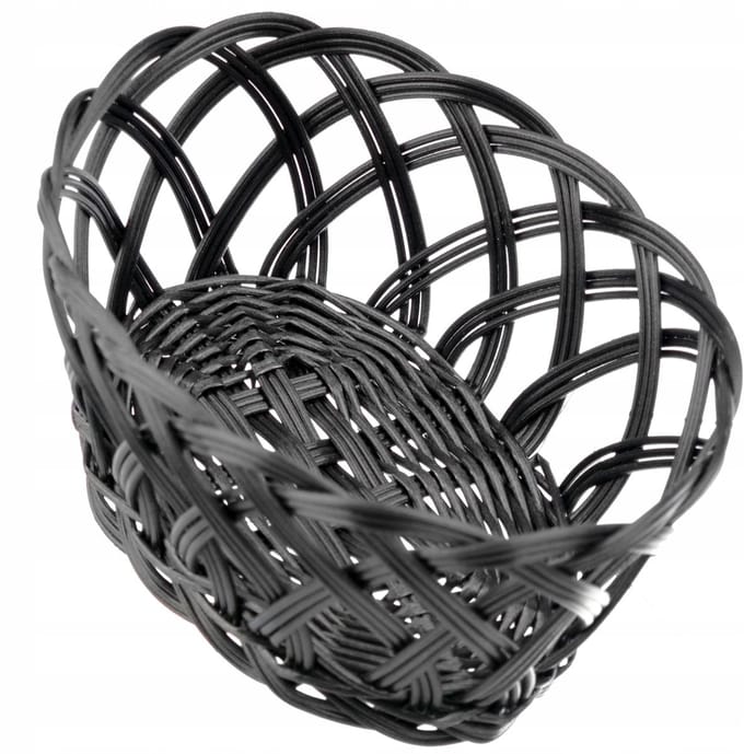 Ovale zwarte rattan mand - decoratief voor brood en fruit