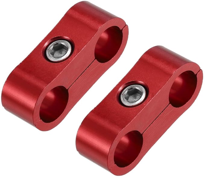 Dailygoods - 2 Stuks AN4 Slangklem Olieleiding Aluminiumlegering Rood - 11mm