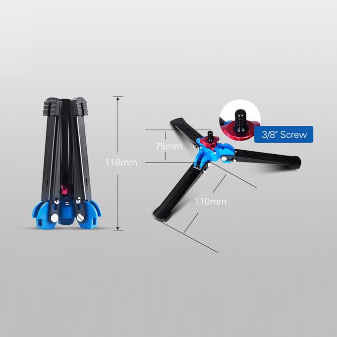 Manbily M-1 Draagbare Universele Mini Drie Voeten Ondersteuning Statief Basis Monopod Stand voor Monopod zwart