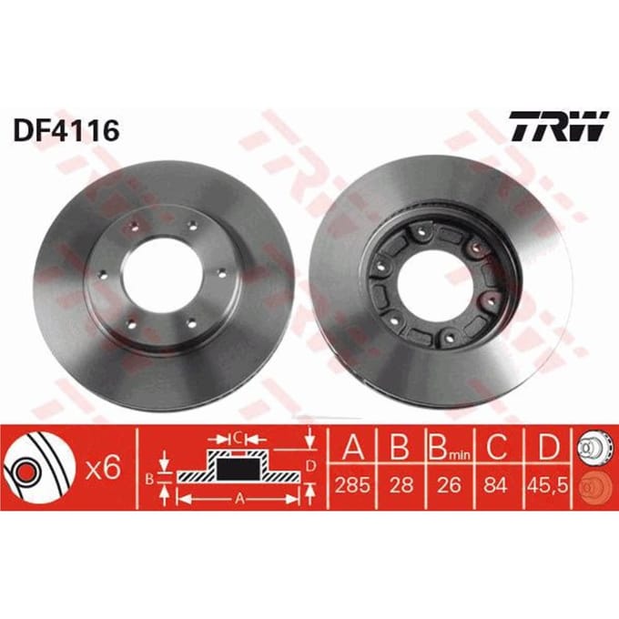 Remschijf TRW DF4116 voorkant, geventileerd, 1 Stuk