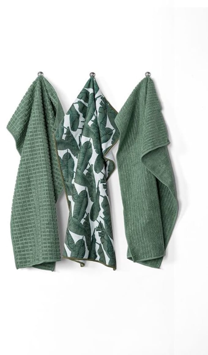 Keukenhanddoek ESSENTIALS, microfiber 40x60cm, SET/3, stone green
