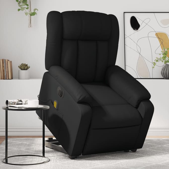 vidaXL - Sta-op-massagestoel - elektrisch - kunstleer - zwart