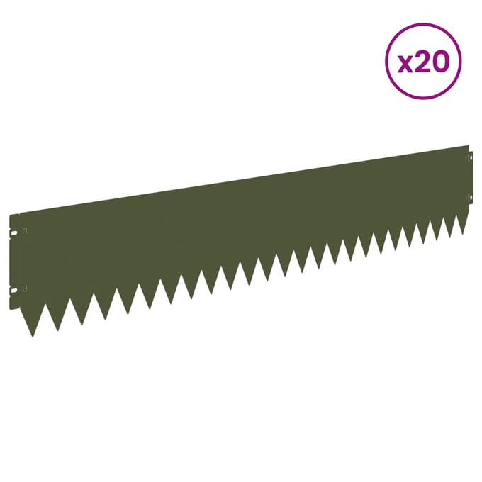vidaXL - Gazonrand - 20 - st - 103 - x - 20 - cm - Staal - Olijfgroen