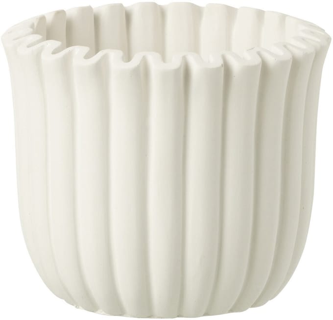 J-Line bloempot Geribbeld - cement - wit - medium