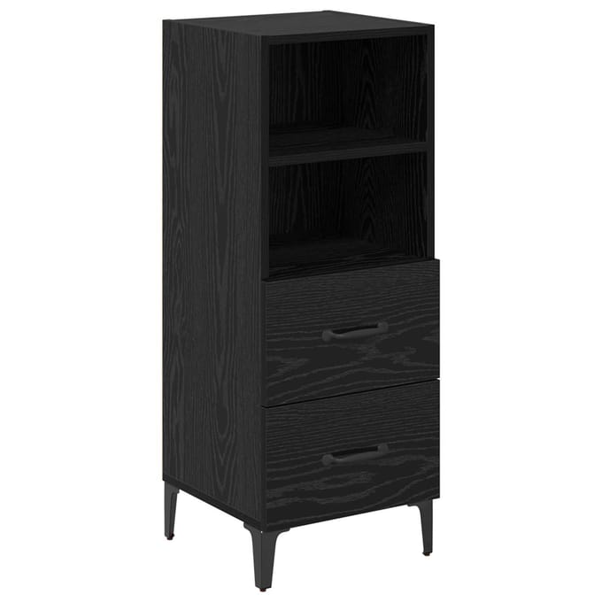 vidaXL - Dressoir - Zwart - eiken - 34 - x - 34,5 - x - 90 - cm - Bewerkt - hout