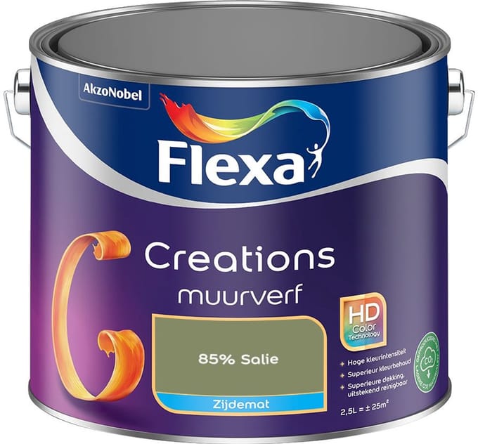 Flexa - Creations Muurverf Zijdemat - 85% Salie - Mengverf - 2,5 L