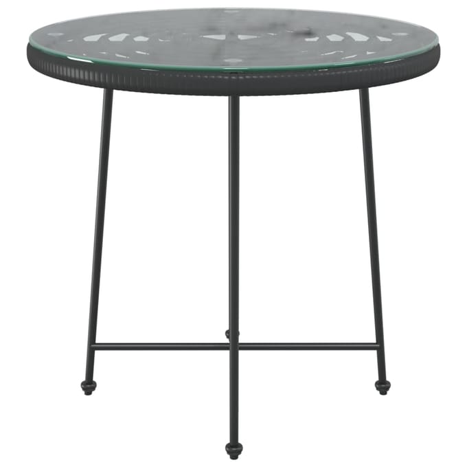 vidaXL - Eettafel - Ø80 - cm - gehard - glas - en - staal - zwart
