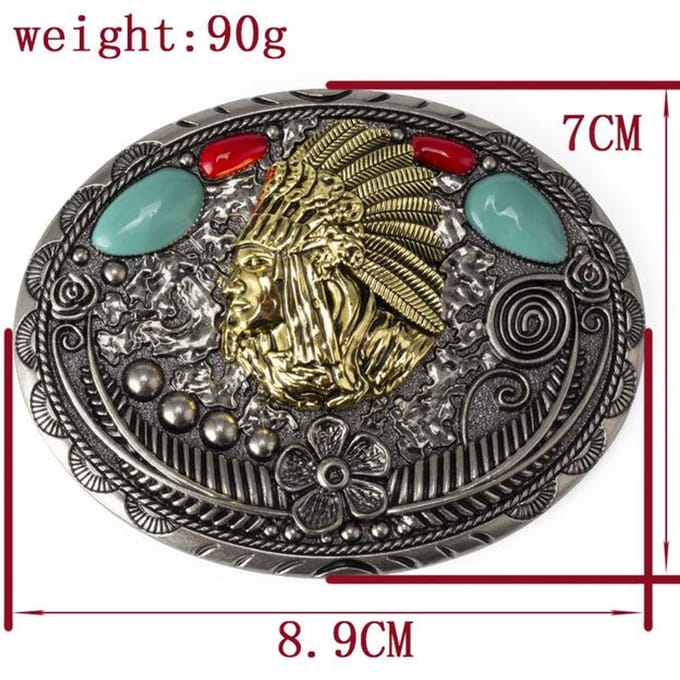 Yonbaody Riemgesp Aboriginal Stamleider Portret Indianen Patroon Gem -Set Taille Diy Accessoires gray