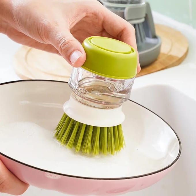 Afwasborstel Zeepdispenser Huishoudelijke Keuken Schoonmaakborstel Met Houder Hete Verkoop grijs