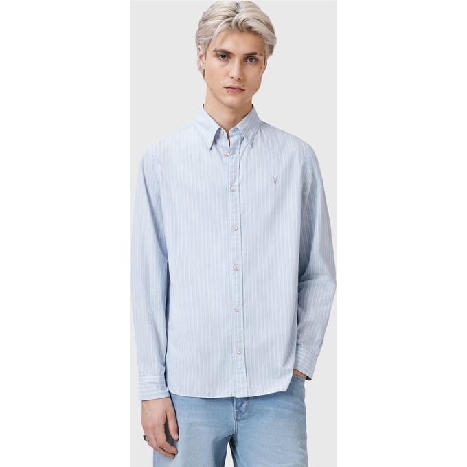 AllSaints Saint Ls Shirt Willow Blue Größe: M | Casual hemden Outlet | Herren | Blau