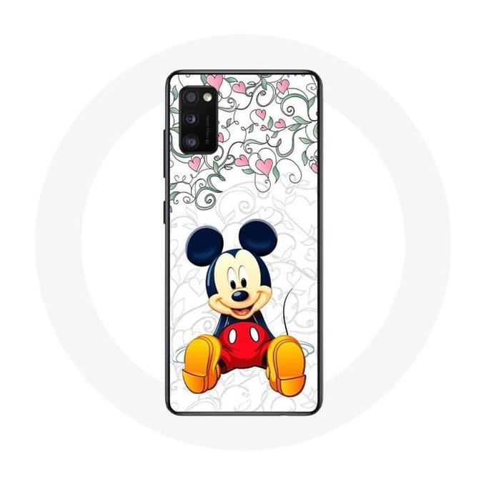 Coque Samsung Galaxy A41 Mickey Mouse Fleurs Cœurs