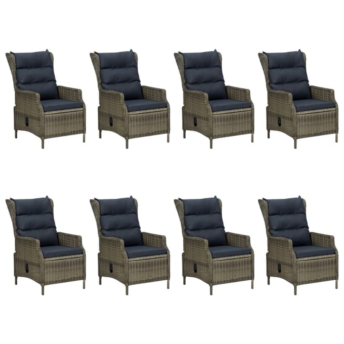 vidaXL - 9-delige - Tuinset - met - kussens - poly - rattan - bruin