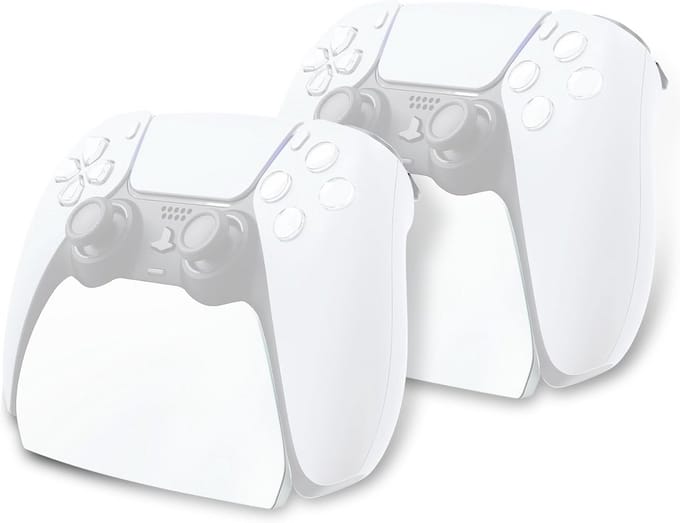 2x Displaystandaard voor PS5 Controller - Houders met Rubberen Pads voor Bureau Organizer - Wit