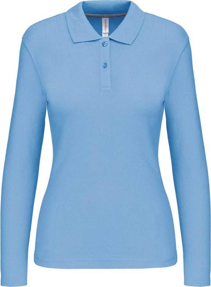 Kariban Damespolo lange mouwen K244 - sky blue - 3XL
