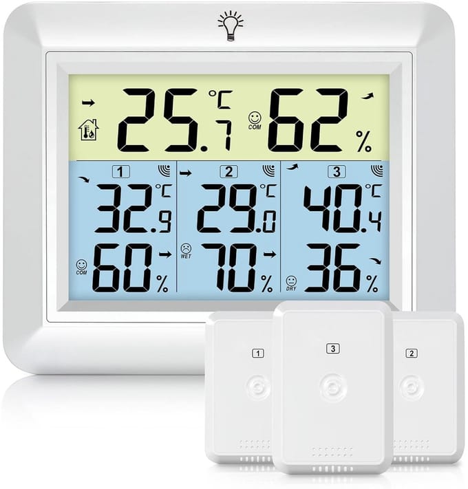 Met Buitensensor - Weerstation Binnen en Buiten - Weermeter Draadloos - Temperatuurdisplay