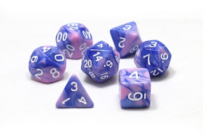 Dobbelsteen - Dice Blue & Pink dobbelstenen voor o.a. Dungeons & Dragons