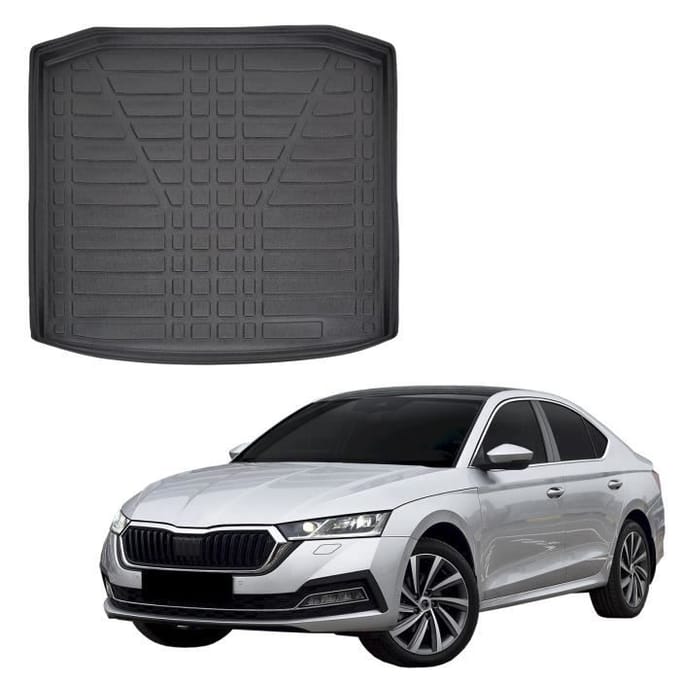 Kofferbakmat - SCOUTT - Skoda Octavia 4 - TPE Rubber - 100% Waterdicht - Antislip zwart