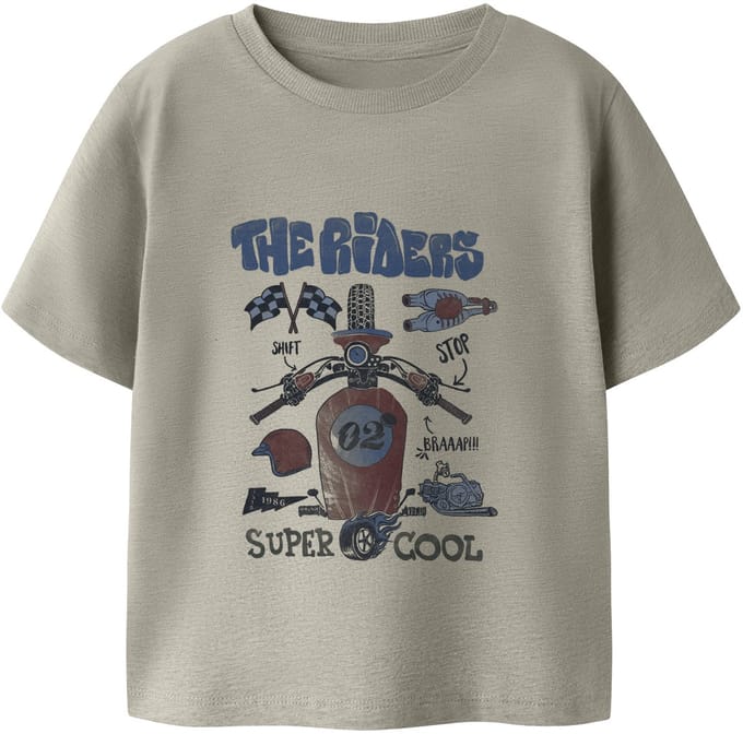 NAME IT - NMMBO SS NREG TOP BOX - Jongens - T-shirts - beige - maat 80